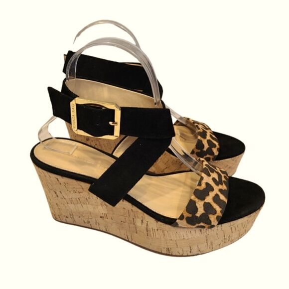 Veronica Beard Hurley Cross Ankle Strap Platform Wedge Animal Print Sandal | 8.5 - Picture 2 of 16